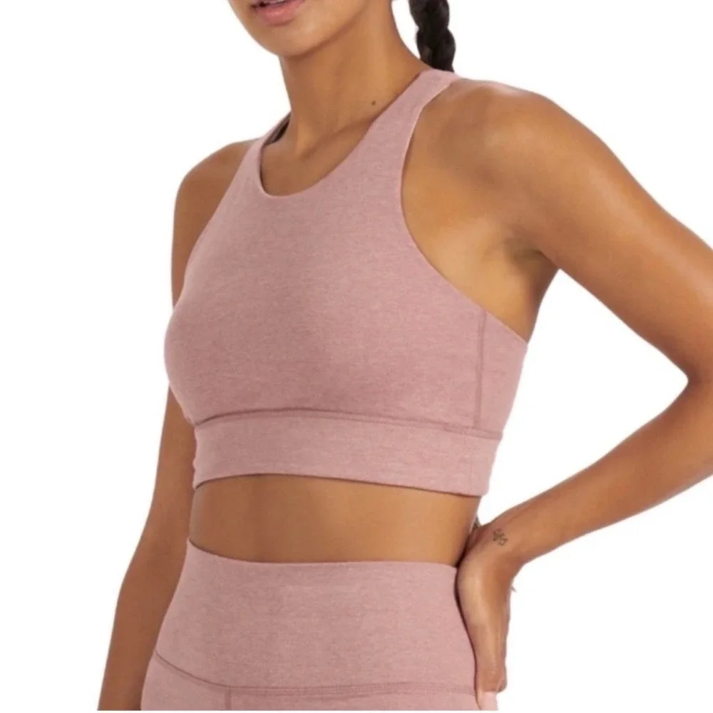 Vuori Elevation Sports Bra Womens Medium Pink Excellent Strappy High Neck